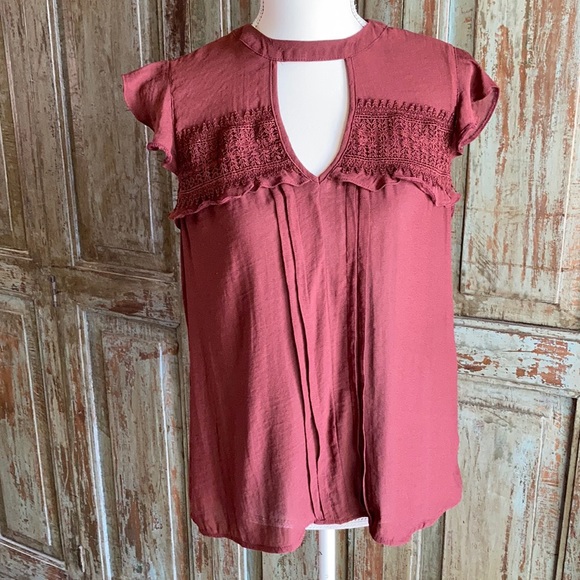 Maurices Tops - Maurices Ruffle Lace Detail Boho Med Top